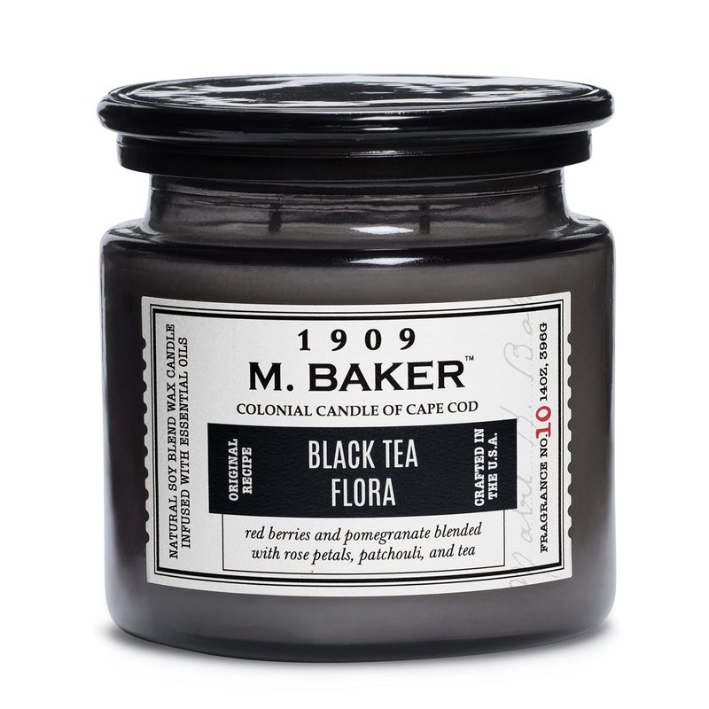 Colonial Candle Black Tea Flora Scented Jar Candle | 2-Wick Natural Soy Blend Wax Candle for Home | Relaxing Aromatherapy Candle Infused with Essential Oils | M. Baker Apothecary Glass Jar Candle - Image 4